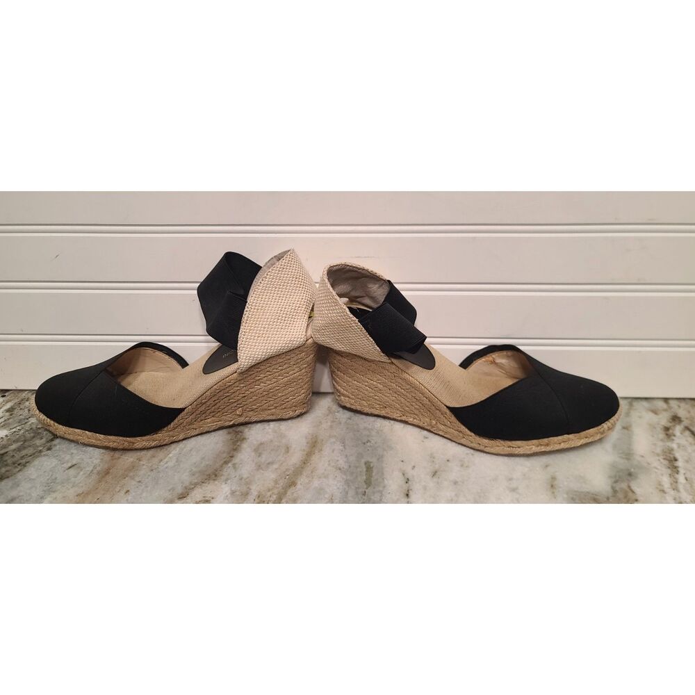 Adrienne Vittadini Black/Tan Wedge Espadrilles Size 9 - Picture 3 of 7